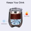 8 Pack 12Oz Stainless Steel Wine Tumblers, Insulated Wine Tumbler, Double Wall Insulated Wine Glass, Stainless Steel Stemless Wine Cups with Lids for Coffee, Wine, Cocktails, Champaign, Black view 4