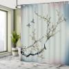 Ambesonne Nature Shower Curtain, Floral Buds Birds with Cherry Branches Style Artwork Painting Effect, Cloth Fabric Set Farm House Hotel Quality Decor for Master Bathroom, 69" W x 75" L, Grey Mustard view 4