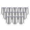 12 Pack Stainless Steel Wine Tumblers, 12Oz Double Wall Vacuum Insulated Wine Tumblers with Lids and Straws, Stainless Steel Stemless Wine Glasses for Coffee, Wine, Cocktails, Champaign, Silver view 1