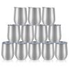 12 Pack Stainless Steel Wine Tumblers, 12Oz Double Wall Vacuum Insulated Wine Tumblers with Lids and Straws, Stainless Steel Stemless Wine Glasses for Coffee, Wine, Cocktails, Champaign, Silver view 2