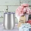 12 Pack Stainless Steel Wine Tumblers, 12Oz Double Wall Vacuum Insulated Wine Tumblers with Lids and Straws, Stainless Steel Stemless Wine Glasses for Coffee, Wine, Cocktails, Champaign, Silver view 3