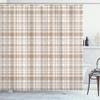 Ambesonne Plaid Shower Curtain, Modified Stripes Crossed Horizontal and Vertical Lines Forming Squares, Cloth Fabric Bathroom Decor Set with Hooks, 69" W x 75" L, Beige White view 1