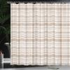 Ambesonne Plaid Shower Curtain, Modified Stripes Crossed Horizontal and Vertical Lines Forming Squares, Cloth Fabric Bathroom Decor Set with Hooks, 69" W x 75" L, Beige White view 3