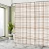 Ambesonne Plaid Shower Curtain, Modified Stripes Crossed Horizontal and Vertical Lines Forming Squares, Cloth Fabric Bathroom Decor Set with Hooks, 69" W x 75" L, Beige White view 4