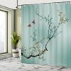 Ambesonne Nature Shower Curtain, Flowers Buds and Birds with Cherry Branches Style Artwork Painting Effect, Cloth Fabric Bathroom Decor Set with Hooks, 69" W x 84" L, Pale Teal view 4