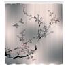 Ambesonne Nature Shower Curtain, Flowers Buds and Birds with Cherry Branches Style Artwork Painting Effect, Cloth Fabric Bathroom Decor Set with Hooks, 69" W x 70" L, Peach view 2