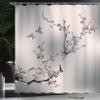 Ambesonne Nature Shower Curtain, Flowers Buds and Birds with Cherry Branches Style Artwork Painting Effect, Cloth Fabric Bathroom Decor Set with Hooks, 69" W x 70" L, Peach view 3
