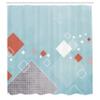Ambesonne Abstract Fabric Shower Curtain, Geometric Composition Grunge Squares Striped Dotted, 100% Polyester Cloth Decor Set with Hooks for Master Bathroom Home and Dorm, 69" W x 70" L, Soft Blue view 2