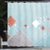 Ambesonne Abstract Fabric Shower Curtain, Geometric Composition Grunge Squares Striped Dotted, 100% Polyester Cloth Decor Set with Hooks for Master Bathroom Home and Dorm, 69" W x 70" L, Soft Blue view 3