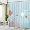Ambesonne Abstract Fabric Shower Curtain, Geometric Composition Grunge Squares Striped Dotted, 100% Polyester Cloth Decor Set with Hooks for Master Bathroom Home and Dorm, 69" W x 70" L, Soft Blue view 4