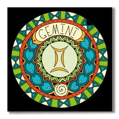 Carpe Diem Designs Gemini Zodiac Sign Art Nouveau Design Ceramic Tile for Coaster, Hot Plate, Trivet or Decorative Accent