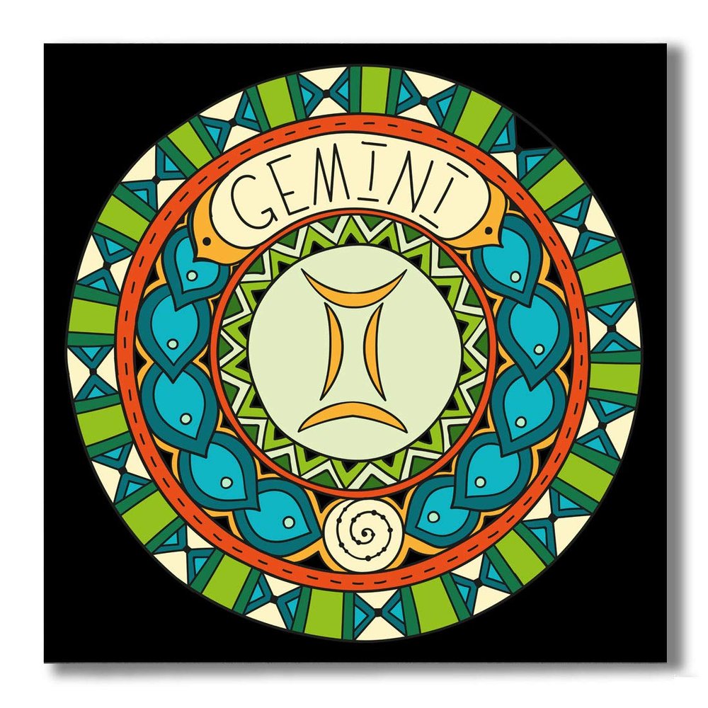 Carpe Diem Designs Gemini Zodiac Sign Art Nouveau Design Ceramic Tile for Coaster, Hot Plate, Trivet or Decorative Accent