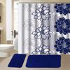 All American Collection 15-Piece Bathroom Set with 2 Memory Foam Bath Mats and Matching Shower Curtain | Designer Patterns and Colors (Flower Navy) view 1