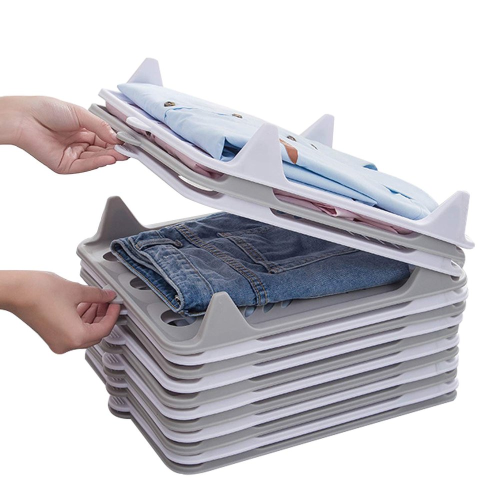 CHENGNAN Closet Clothes Organizer T-Shirt Clothes Folder Anti-Wrinkle Clothes Storage Holders Sturdy & Durable,Not Flimsy 10 Pack,Gray,33 * 25.5cm