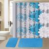 All American Collection 15-Piece Bathroom Set with 2 Memory Foam Bath Mats and Matching Shower Curtain | Designer Patterns and Colors (Flower Turquoise) view 1