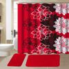 All American Collection 15-Piece Bathroom Set with 2 Memory Foam Bath Mats and Matching Shower Curtain | Designer Patterns and Colors (Flower Red) view 1