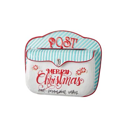 RAZ Imports 2021 Peppermint Parlor 13.75-inch Peppermint Wishes Embossed Mailbox