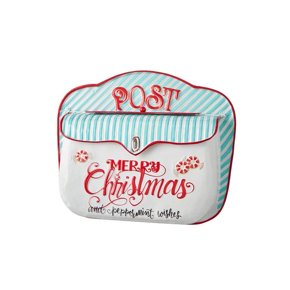 RAZ Imports 2021 Peppermint Parlor 13.75-inch Peppermint Wishes Embossed Mailbox