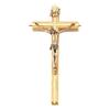Oak Wood Catholic Wall Cross Crucifix with Gold Toned Inlay, 10 Inch view 1