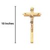 Oak Wood Catholic Wall Cross Crucifix with Gold Toned Inlay, 10 Inch view 2