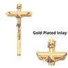 Oak Wood Catholic Wall Cross Crucifix with Gold Toned Inlay, 10 Inch view 3