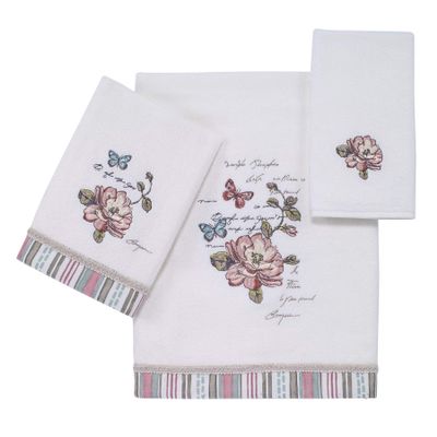 Avanti Linens - 3pc Towel Set, Soft & Absorbent Cotton Towels (Butterfly Garden Collection)