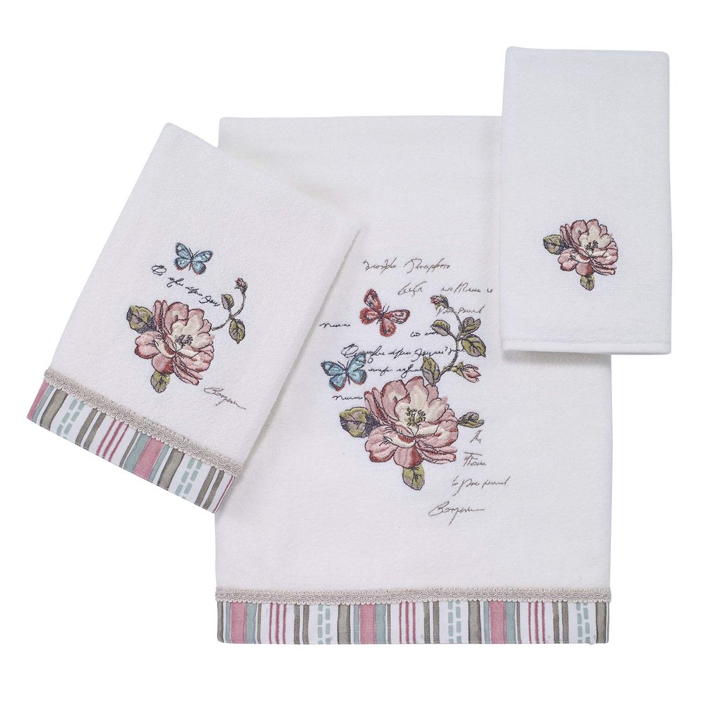 Avanti Linens - 3pc Towel Set, Soft & Absorbent Cotton Towels (Butterfly Garden Collection)