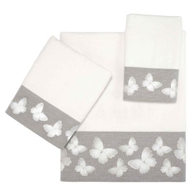 Avanti Linens - 3pc Towel Set, Soft & Absorbent Cotton Towels (Yara Collection, White)
