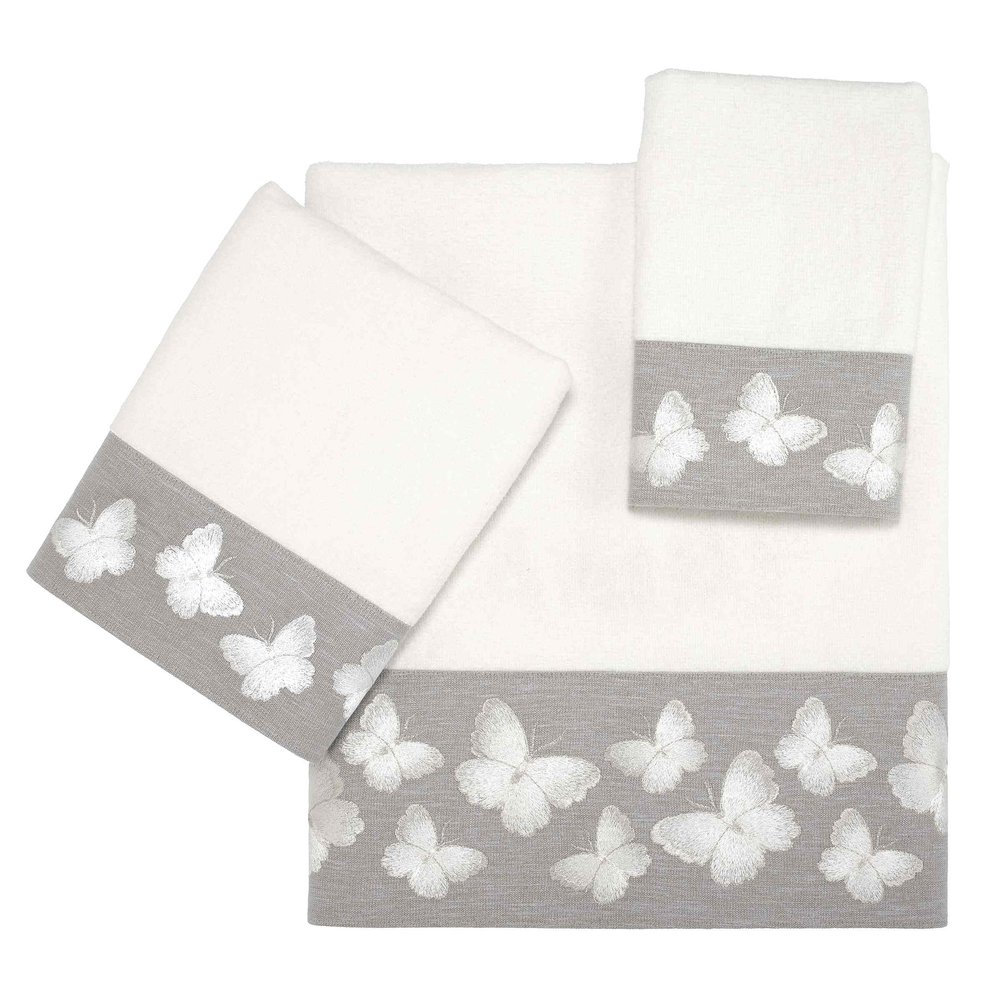 Avanti Linens - 3pc Towel Set, Soft & Absorbent Cotton Towels (Yara Collection, White)
