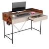 JJS 48" Home Office Computer Laptop Desk with Drawers, Modern Wooden Compact Study Writing Desk with Privacy Panel and Storage for Small Space (Walnut/Cement) view 1