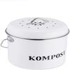 Compost Bin with Handle Made of Premium Zinc Painted Metal, Classic Design, Odourless Compost Bin for Teabags and Veg Peels,White view 1