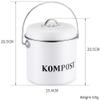 Compost Bin with Handle Made of Premium Zinc Painted Metal, Classic Design, Odourless Compost Bin for Teabags and Veg Peels,White view 3