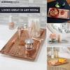 Monarch Abode Decorative Tray  16-Inch Hand Hammered Nickel Finish Metal Bathroom Tray Countertop, Vanity Trays Organizer, Perfume Plate for Dresser, Kitchen Countertop Large Fruit Platter view 3