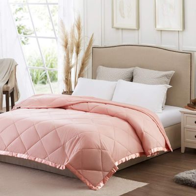 100% Cotton -Queen/Full Size 500 GSM,Soft Fluffy Duvet Insert with Corner Tabs,Baffle Box Stitched Comforter with 2 Pillowshams (3 pc | Baby Pink)