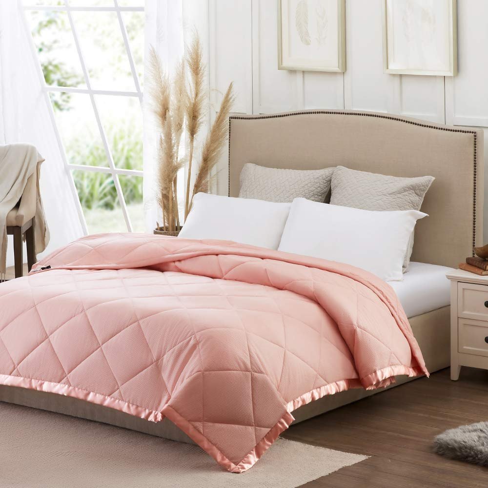 100% Cotton -Queen/Full Size 500 GSM,Soft Fluffy Duvet Insert with Corner Tabs,Baffle Box Stitched Comforter with 2 Pillowshams (3 pc | Baby Pink)