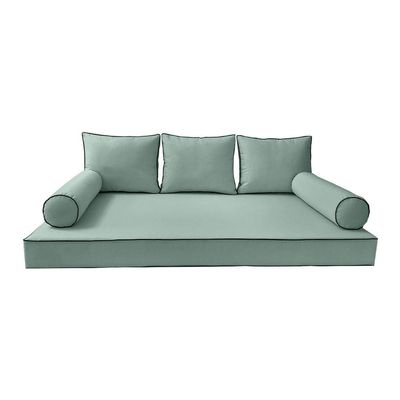 DBM IMPORTS Cover ONLY-S3 Outdoor Daybed Mattress Bolster Pillow Contrast Trim Queen AD002