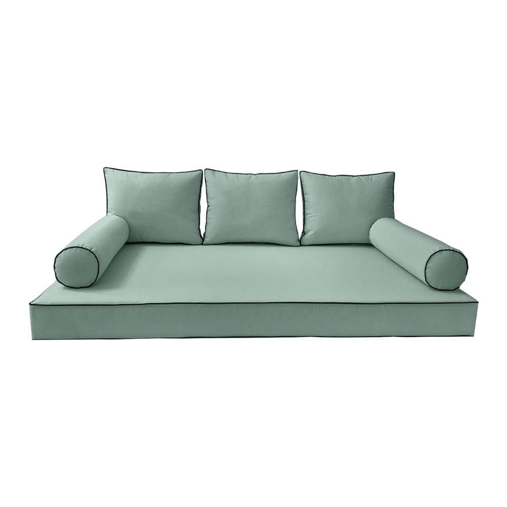 DBM IMPORTS Cover ONLY-S3 Outdoor Daybed Mattress Bolster Pillow Contrast Trim Queen AD002