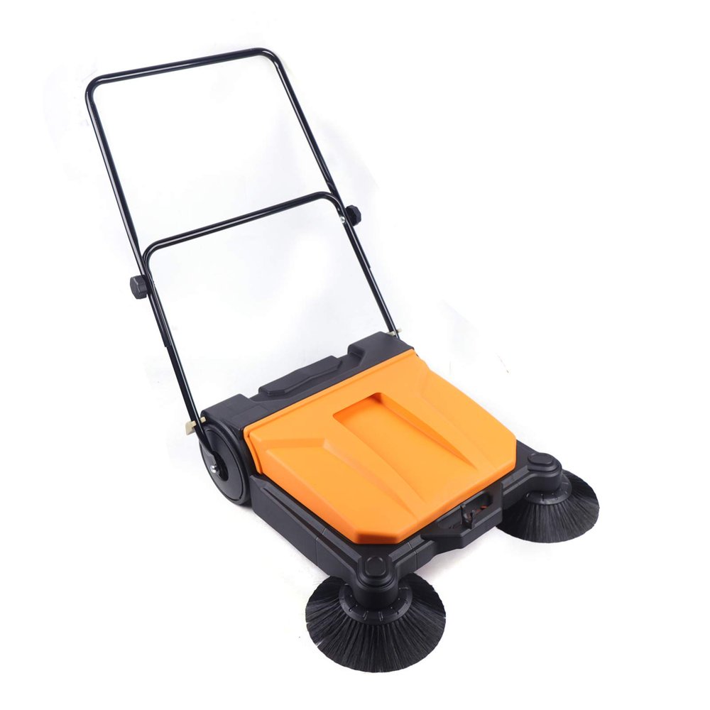 WANLECY Push Sweeper, 26" Dual Cleaning Brush Floor Sweeper with Adjustable Handle, 4Gal Container Capacity Use for Garages, Driveways, Sidewalks Quickly Cleaning