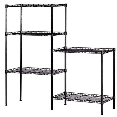 5 Tier Adjustable Wire Shelving Metal Storage Rack for Planter Laundry Bathroom Kitchen 550Lbs Capacity 21.3" D x 11.4" W x 59.1" H (Black)