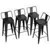 Alunaune 26" Metal Bar Stools Set of 4 Counter Height Barstools Industrial Counter Stool Kitchen Bar Chairs Indoor Outdoor-Low Back, Black view 1
