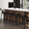 Alunaune 26" Metal Bar Stools Set of 4 Counter Height Barstools Industrial Counter Stool Kitchen Bar Chairs Indoor Outdoor-Low Back, Black view 2