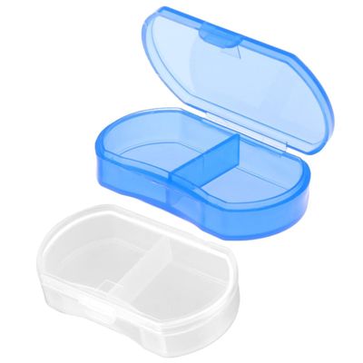 AKOAK 2 Counts Small Pill Box, Small Pocket Purse Pills Holder, Travel Pill Organizer Case, Plastic Storage Container, Daily Portable Medicine Vitamin Box