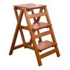 KINGBO Step Stool for Adults/Step Ladder/Counter Chair, 3-Step Folding Portable Wooden Step Stool, Anti-Slip & Lightweight (Nut - Brown) view 1