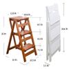 KINGBO Step Stool for Adults/Step Ladder/Counter Chair, 3-Step Folding Portable Wooden Step Stool, Anti-Slip & Lightweight (Nut - Brown) view 4