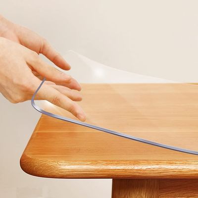 Thick 16x60 Inches Clear Plastic Table Protector Transparent Vinyl Desk Cover Topper Non-Slip Protective Pads for Coffee Table Kitchen Countertop 5ft Long Floor Carpet Screen Protection Mat Rolled