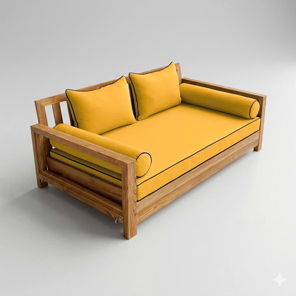 Prolinemax Style 4 - Mattress & Pillow Bolster Cushion for Outdoor Indoor Daybed Porch Swing Bed Contrast Trim Full Size AD108 | Covers ONLY |