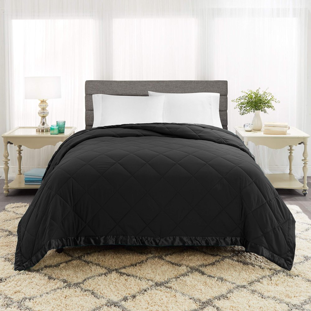 100% Cotton -Twin/Twin XL Size 500 GSM,Soft Fluffy Duvet Insert with Corner Tabs,Baffle Box Stitched Comforter with 2 Pillowshams (3 pc | Black)