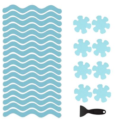 MIALLAMS Bathtub Stickers Non-Slip,32 Pcs Safety Bathtub Strips Adhesive Decals with Premium Scraper for Tub,Stairs,Kitchen,Shower Room,Treads,Bath Room,Floor,Swimming Pool (Blue)