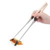 1 Pair Sushi Chopsticks, 28.3cm/11.1in Extra Long Metal Japanese Cooking Chopsticks Sushi Chef Traditional Garnishing Plating Tweezers Chop Sticks for Asian Style Dinner Party(S 11in) view 1