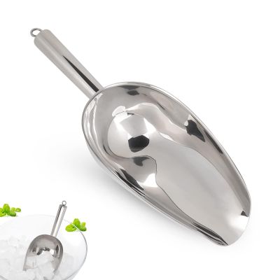 Stainless Steel Ice Scoop, Food Scooper Heavy Duty Ice Flour Utility Bucket Scoop with Handle for Coffee Beans Rice Flour Popcorn Dried Fruit, Bar, Parties & Weddings (38oz)
